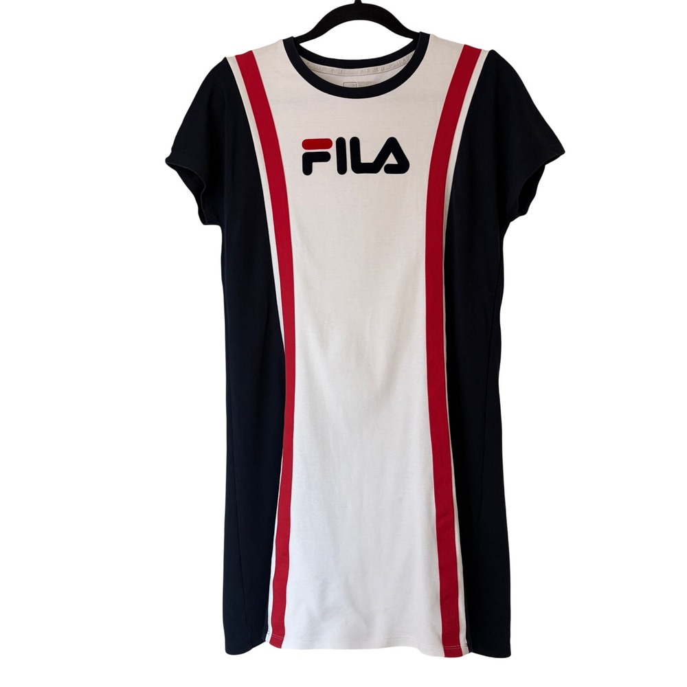 FILA White Line Heritage T-Shirt Sport Dress Womens M/L Retro Sport Colorblock